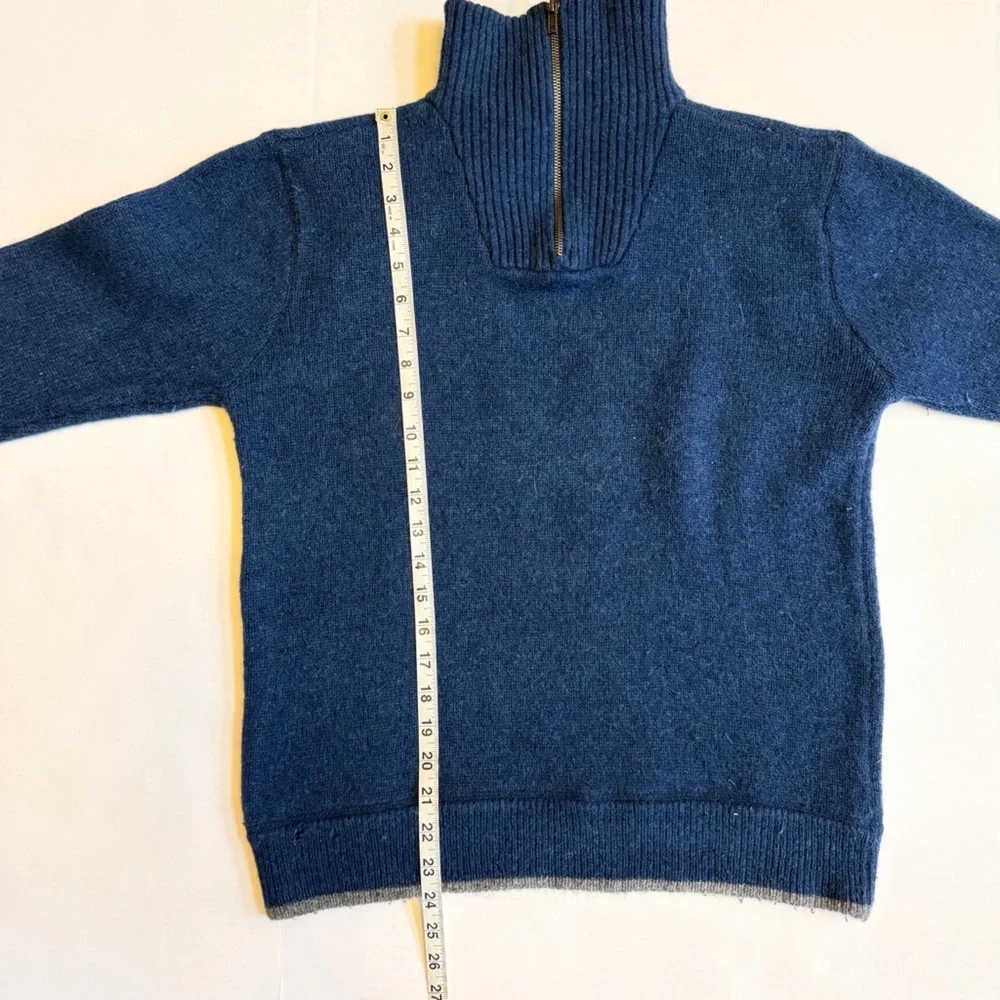 Irelandseye Men's Navy Blue‎ 100& Irish Wool Knitted 1/4 Zip-Up Sweater Size M
